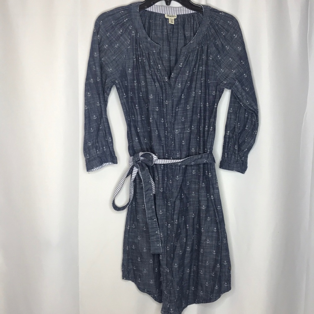 Hatley chambray anchor denim dress with belt